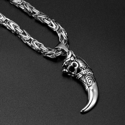 Byzantine Stainless Steel Wolf Claw Necklace 6.5mm Heavy-Duty Chain
