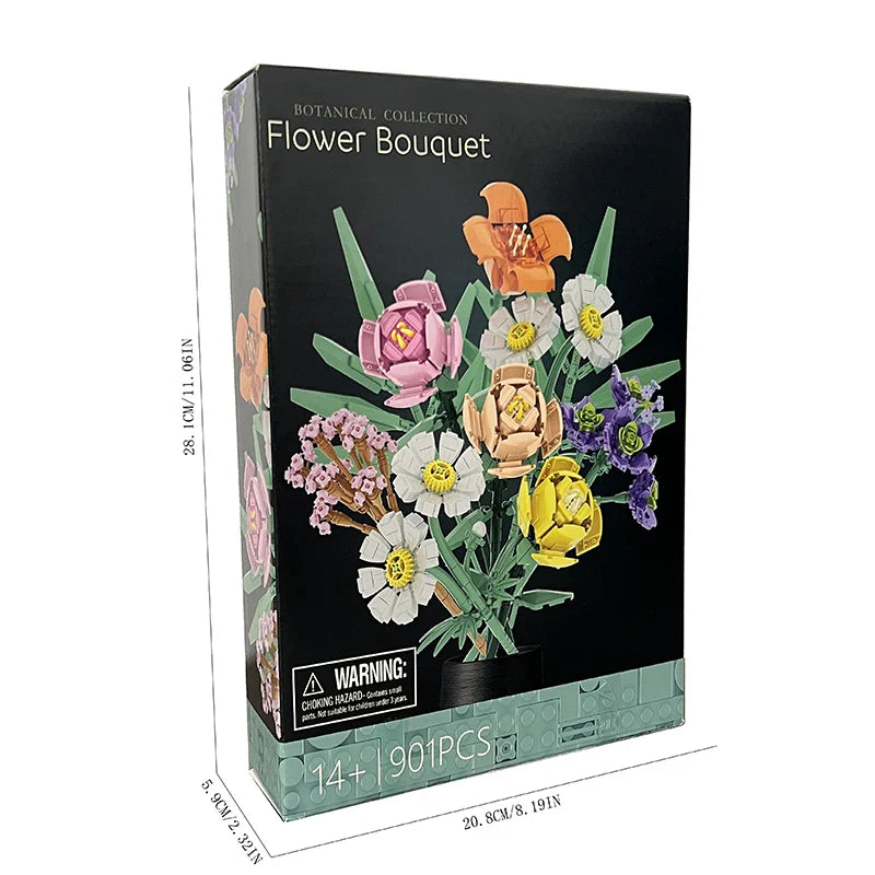 Romantic Bouquet Building Block Diy Artificial Flower Building Bricks Toy Bouquet Decoration Girls Adults Kids Anniversary Gifts
