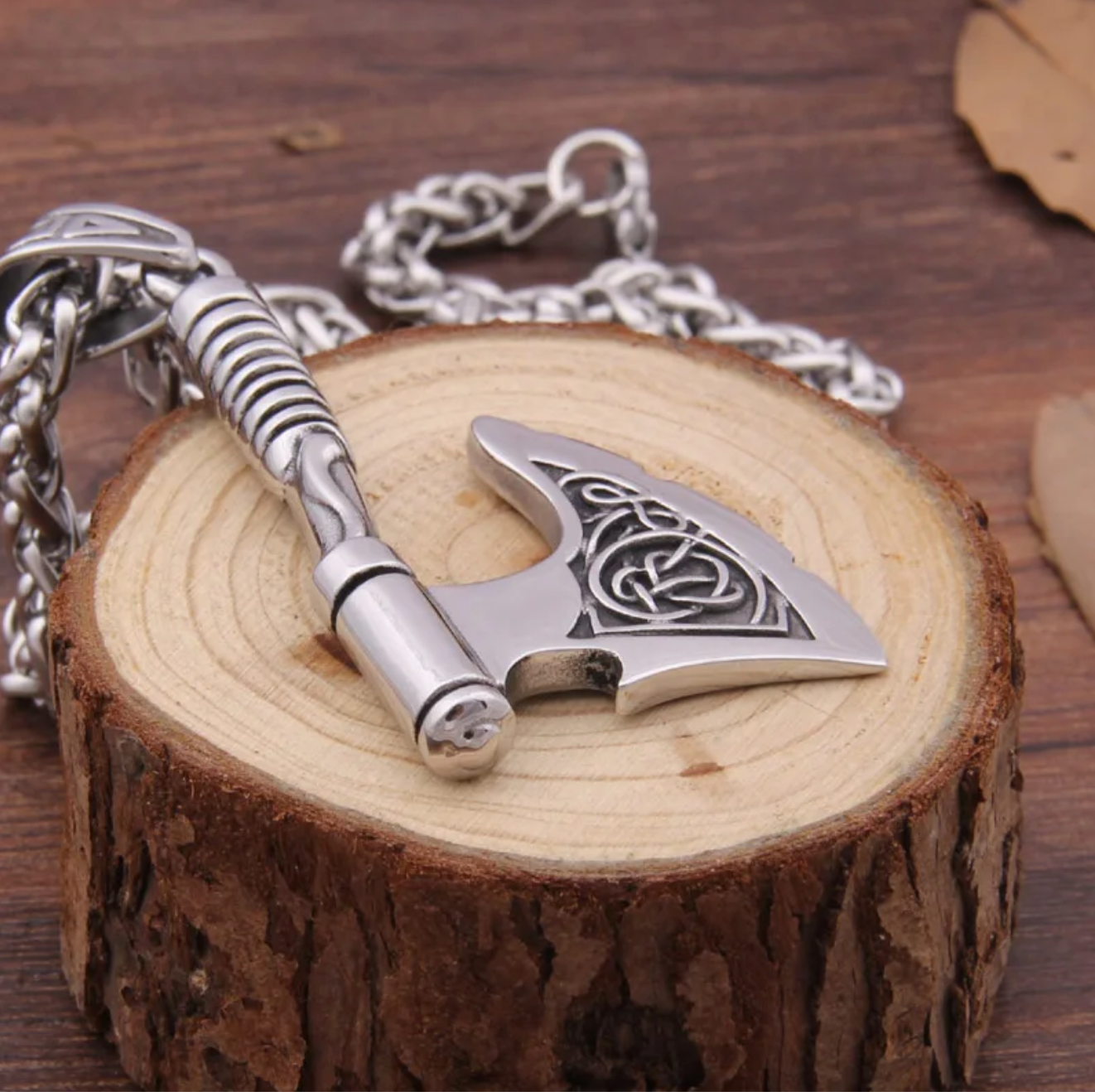 Viking Knot Axe Stainless Steel Necklace with Bottle Opener Pendant