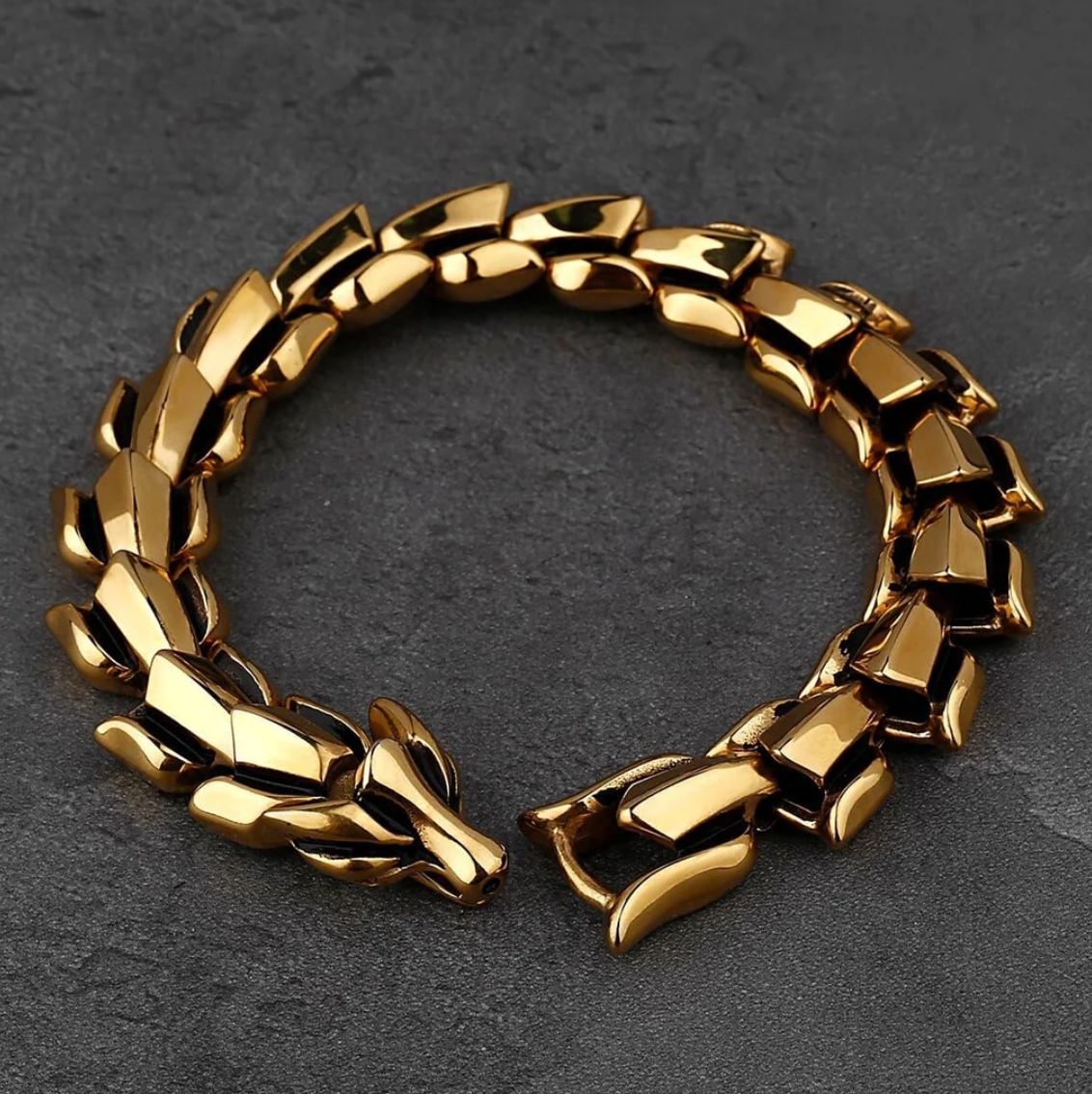 World Serpent Viking Bracelet 316L Stainless Steel Cuff Premium Gift