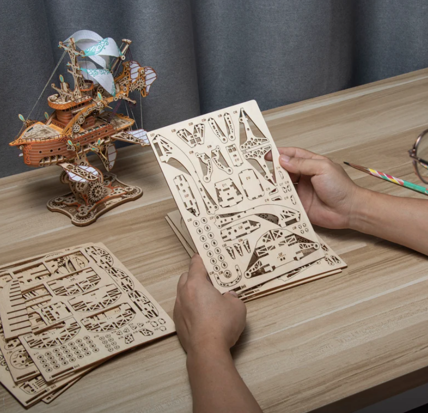 Estrelik™ | Steampunk Fantasy Airship 3D Wooden Puzzle Model