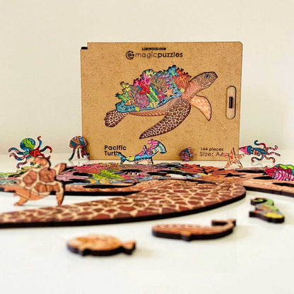 Rompecabezas de Madera Tortuga del Pacífico: Desafío Mental, Arte Colorido, Ecológico