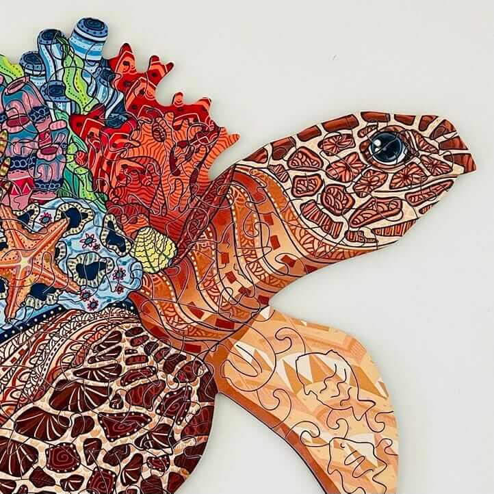 Rompecabezas de Madera Tortuga del Pacífico: Desafío Mental, Arte Colorido, Ecológico