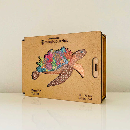 Rompecabezas de Madera Tortuga del Pacífico: Desafío Mental, Arte Colorido, Ecológico