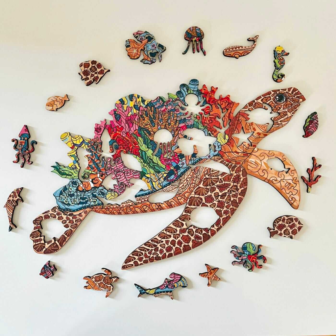 Rompecabezas de Madera Tortuga del Pacífico: Desafío Mental, Arte Colorido, Ecológico