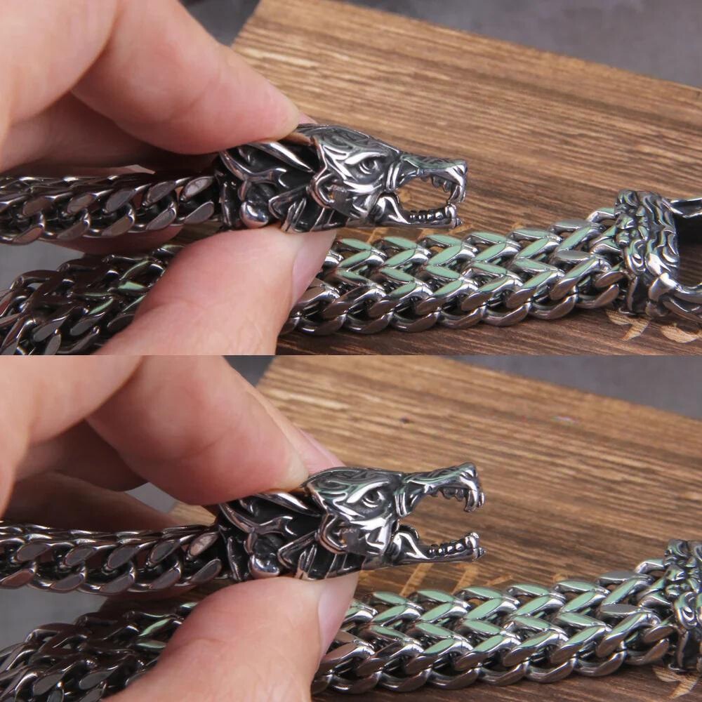 Viking Valor Spirit Animal Rugged Stainless Steel Bracelet with Box