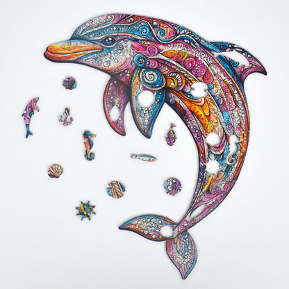 Colección Oceánica Premium: Rompecabezas Madera Delfín, Tortuga, Caballito Marino