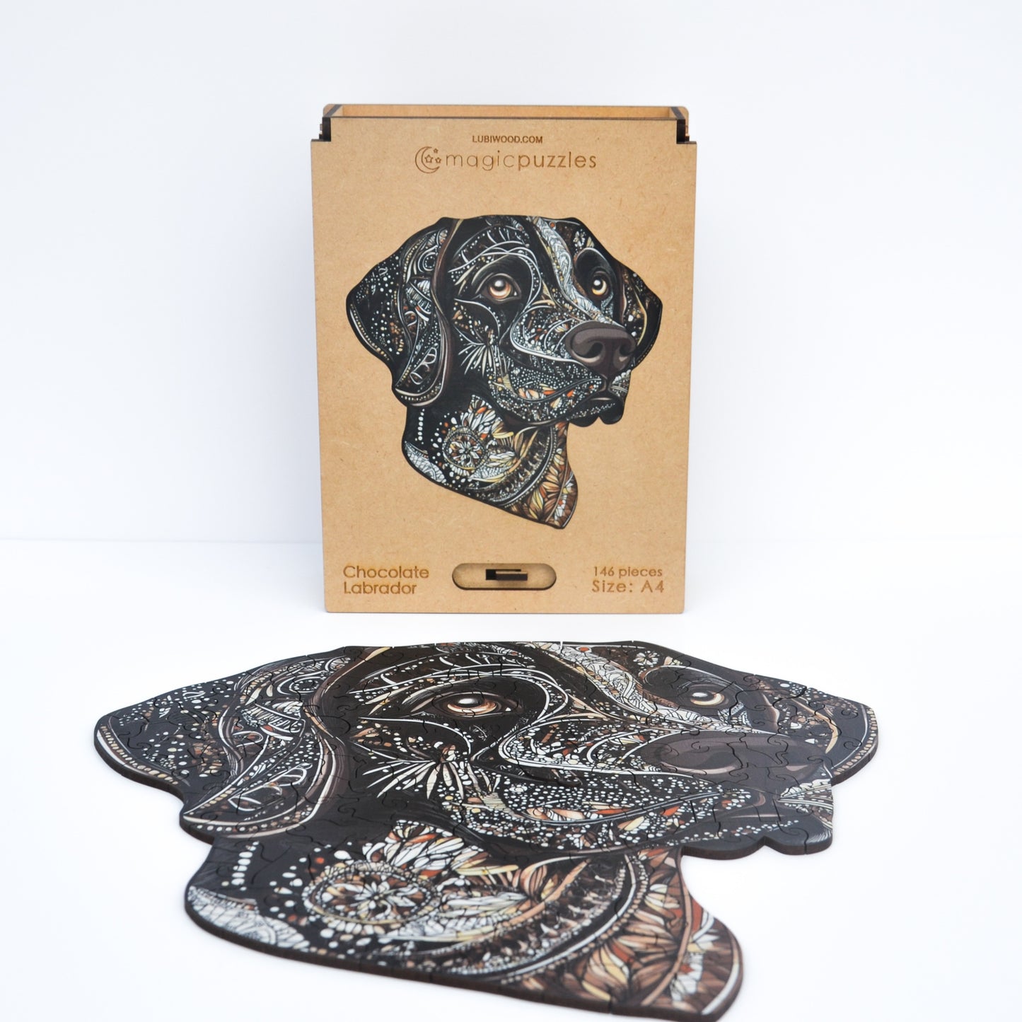 Rompecabezas de Madera Labrador Chocolate Premium: Arte, Desafío, Regalo Perfecto