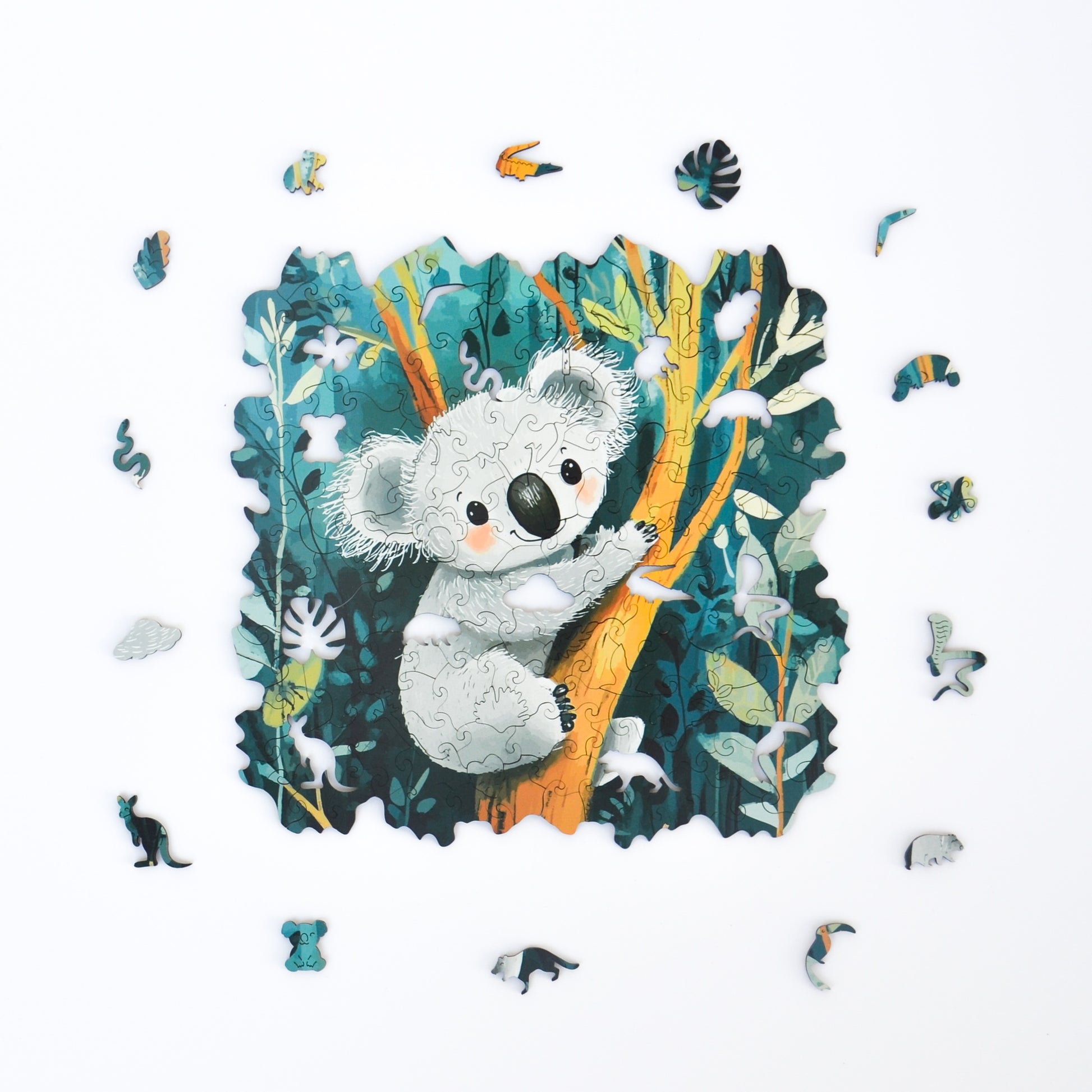 Rompecabezas de Madera Premium Koala Escalador: Diseño Único, Piezas Intrincadas, Regalo Ideal