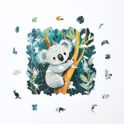 Rompecabezas de Madera Premium Koala Escalador: Diseño Único, Piezas Intrincadas, Regalo Ideal