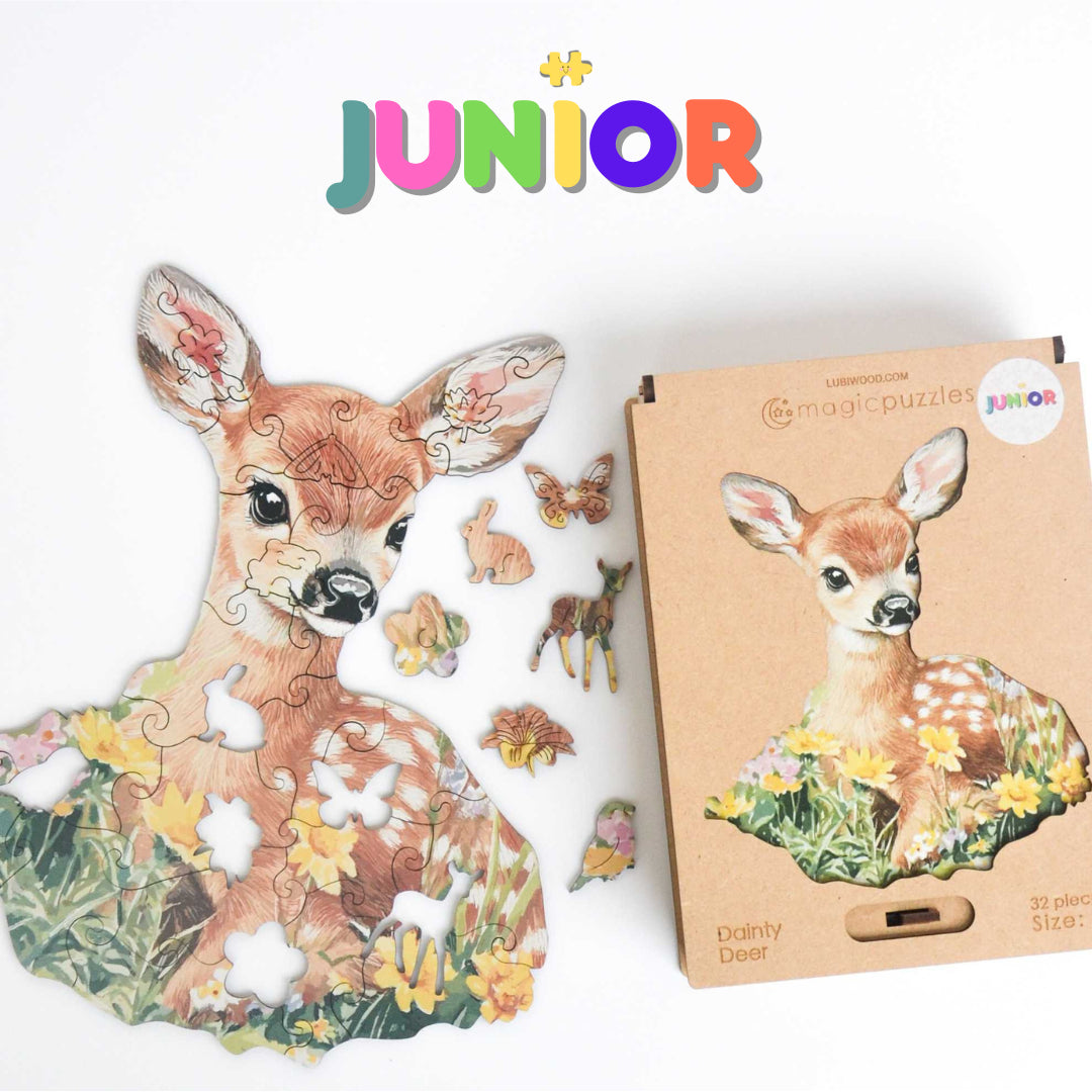 Rompecabezas de Madera Junior Cervatillo Delicado: Piezas Únicas, Ecológico, Regalo Ideal
