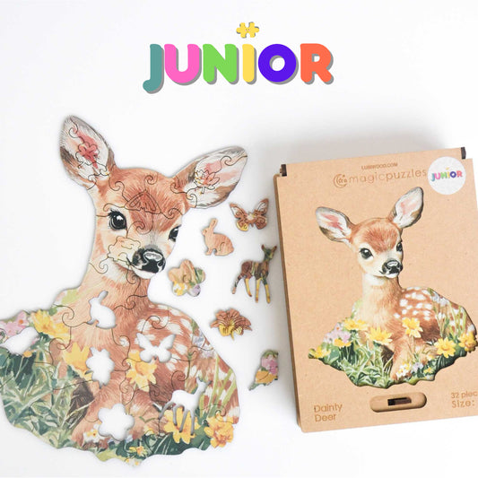Rompecabezas de Madera Junior Cervatillo Delicado: Piezas Únicas, Ecológico, Regalo Ideal