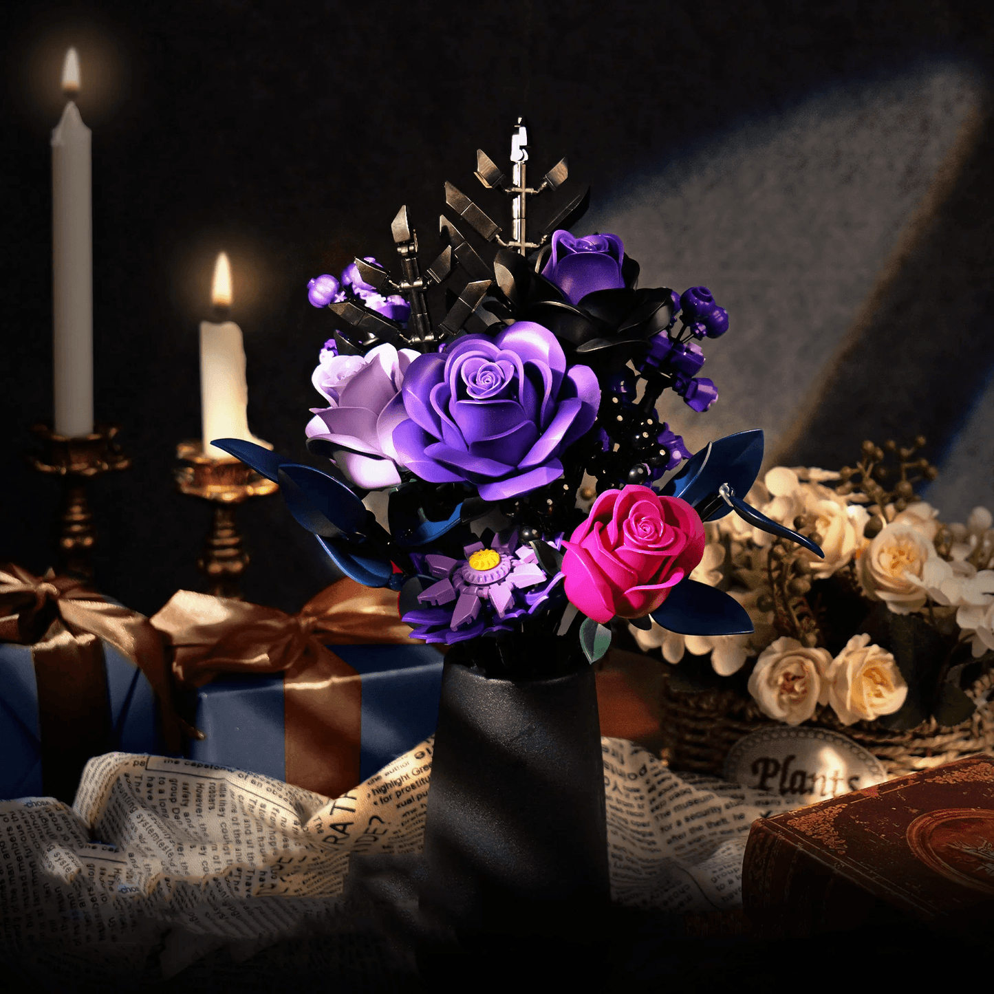 Estrelik™ | Purple Rose Bouquet Building Blocks Set