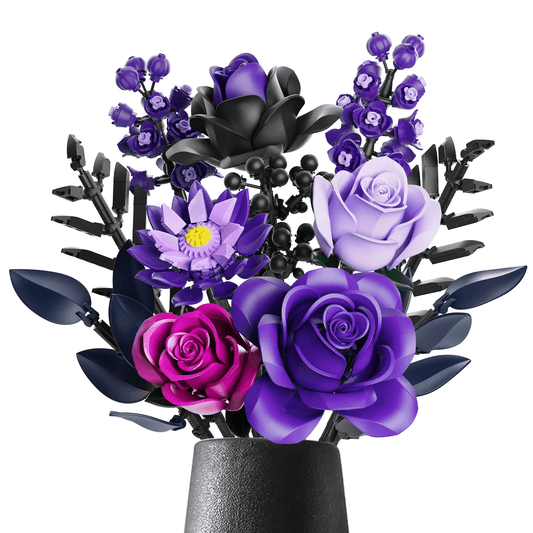 Estrelik™ | Purple Rose Bouquet Building Blocks Set