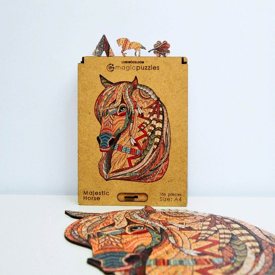 Rompecabezas de Madera Caballo Majestuoso: Desafío Artístico, Piezas Únicas, Regalo Ideal