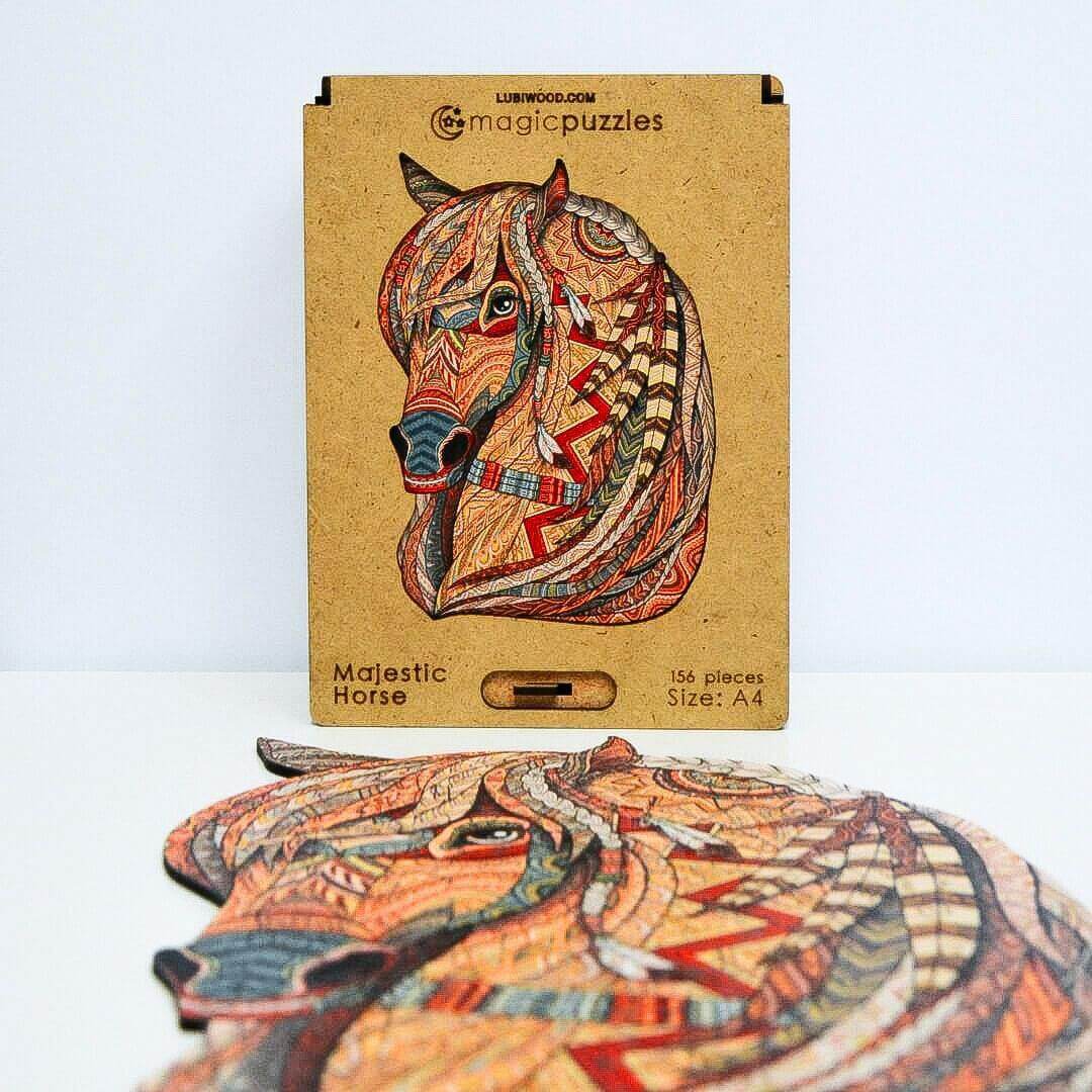 Rompecabezas de Madera Caballo Majestuoso: Desafío Artístico, Piezas Únicas, Regalo Ideal