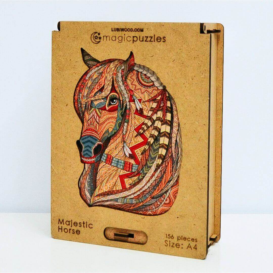 Rompecabezas de Madera Caballo Majestuoso: Desafío Artístico, Piezas Únicas, Regalo Ideal