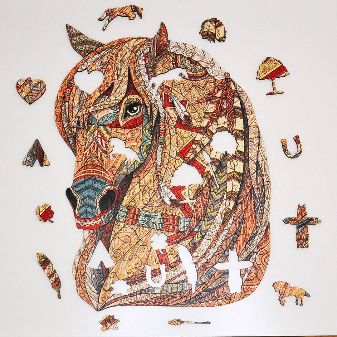 Rompecabezas de Madera Caballo Majestuoso: Desafío Artístico, Piezas Únicas, Regalo Ideal