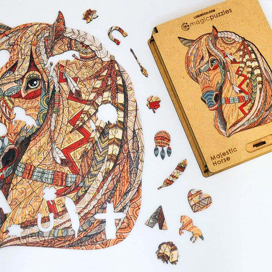 Rompecabezas de Madera Caballo Majestuoso: Desafío Artístico, Piezas Únicas, Regalo Ideal