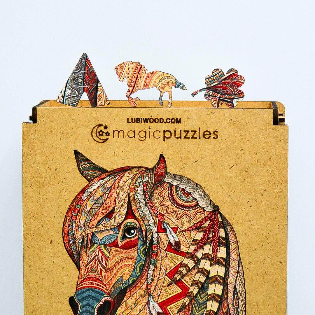 Rompecabezas de Madera Caballo Majestuoso: Desafío Artístico, Piezas Únicas, Regalo Ideal