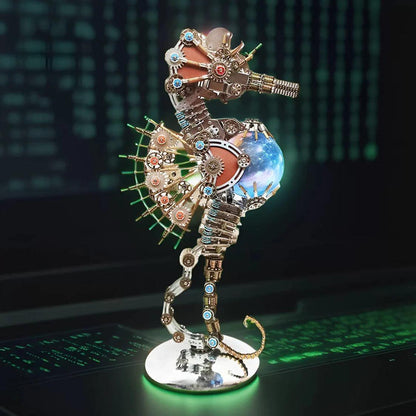 Estrelik™ | DIY 3D Metal Steampunk Mechanical Seahorse Puzzle with Lamp Model-2100PCS