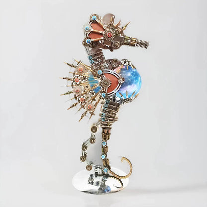 Estrelik™ | DIY 3D Metal Steampunk Mechanical Seahorse Puzzle with Lamp Model-2100PCS