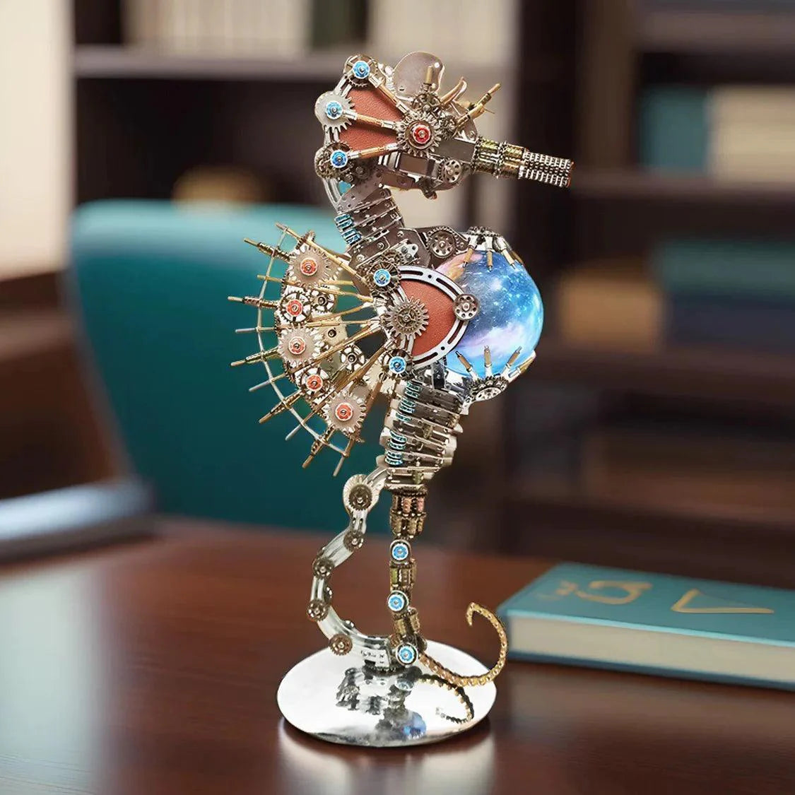 Estrelik™ | DIY 3D Metal Steampunk Mechanical Seahorse Puzzle with Lamp Model-2100PCS