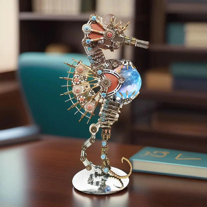 Estrelik™ | DIY 3D Metal Steampunk Mechanical Seahorse Puzzle with Lamp Model-2100PCS