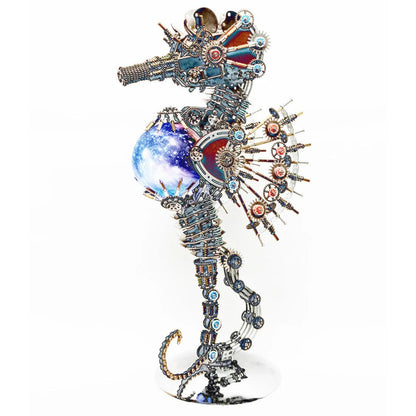 Estrelik™ | DIY 3D Metal Steampunk Mechanical Seahorse Puzzle with Lamp Model-2100PCS