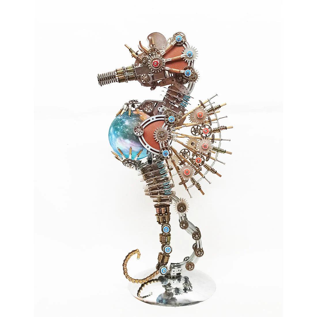 Estrelik™ | DIY 3D Metal Steampunk Mechanical Seahorse Puzzle with Lamp Model-2100PCS