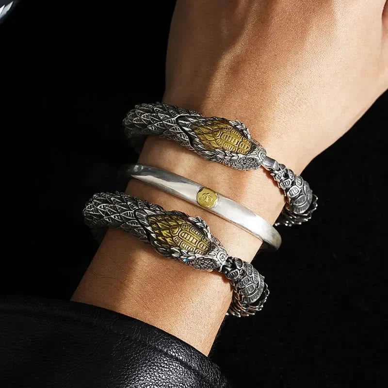 Enchanted Jormungandr 316L Stainless Steel Norse Serpent Bracelet With Box