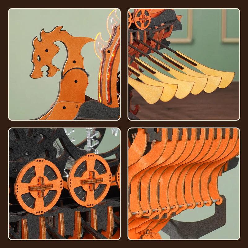 Estrelik™ | Viking Dragon Longship - Mechanical 3D Wooden Puzzle