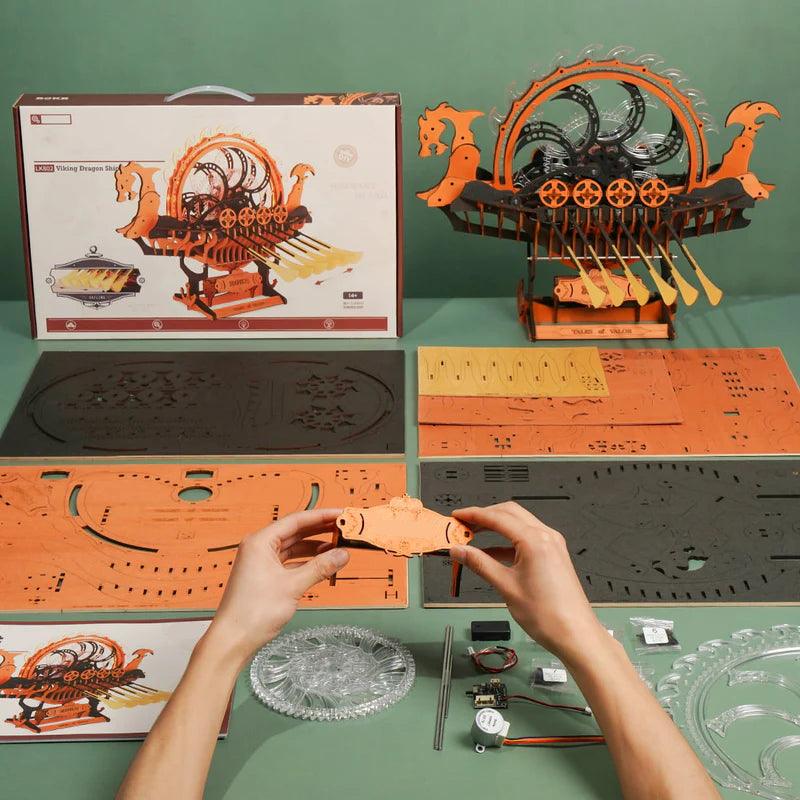 Estrelik™ | Viking Dragon Longship - Mechanical 3D Wooden Puzzle