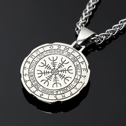 Helm of Awe Viking Necklace 316L Stainless Steel Pendant Chain