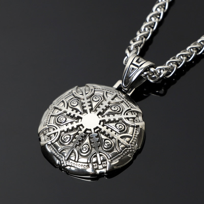 Helm of Awe Viking Necklace 316L Stainless Steel Pendant Chain