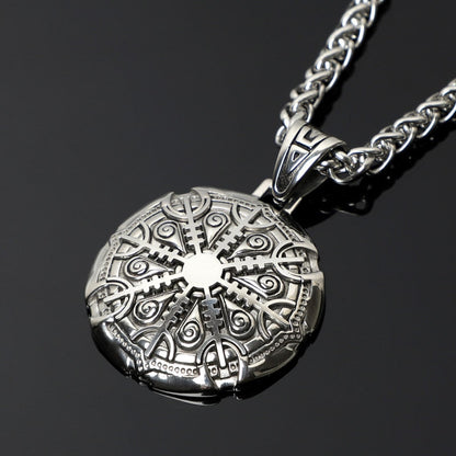 Helm of Awe Viking Necklace 316L Stainless Steel Pendant Chain