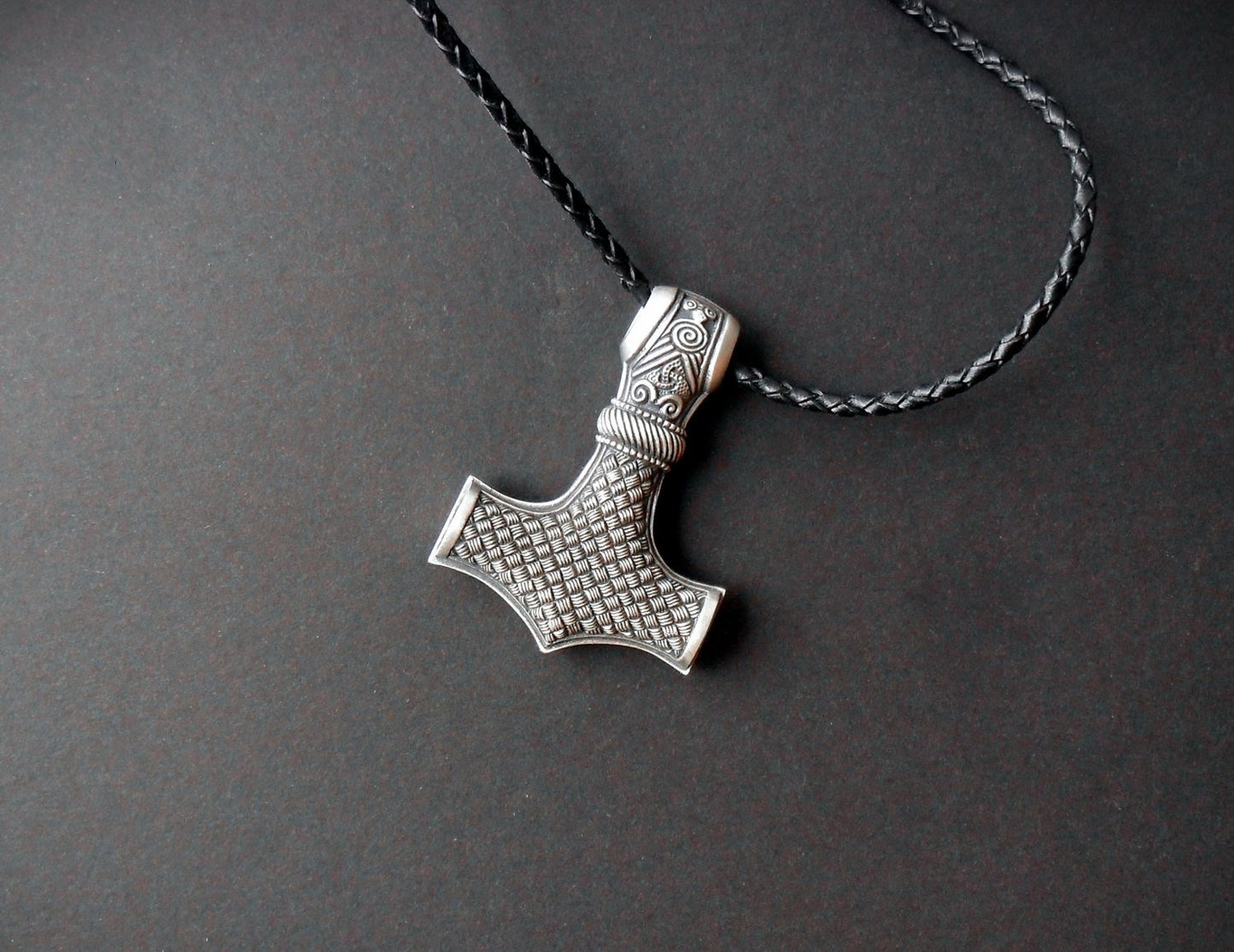 Heavy Stainless Steel Mjolnir Viking Hammer Amulet with Chain