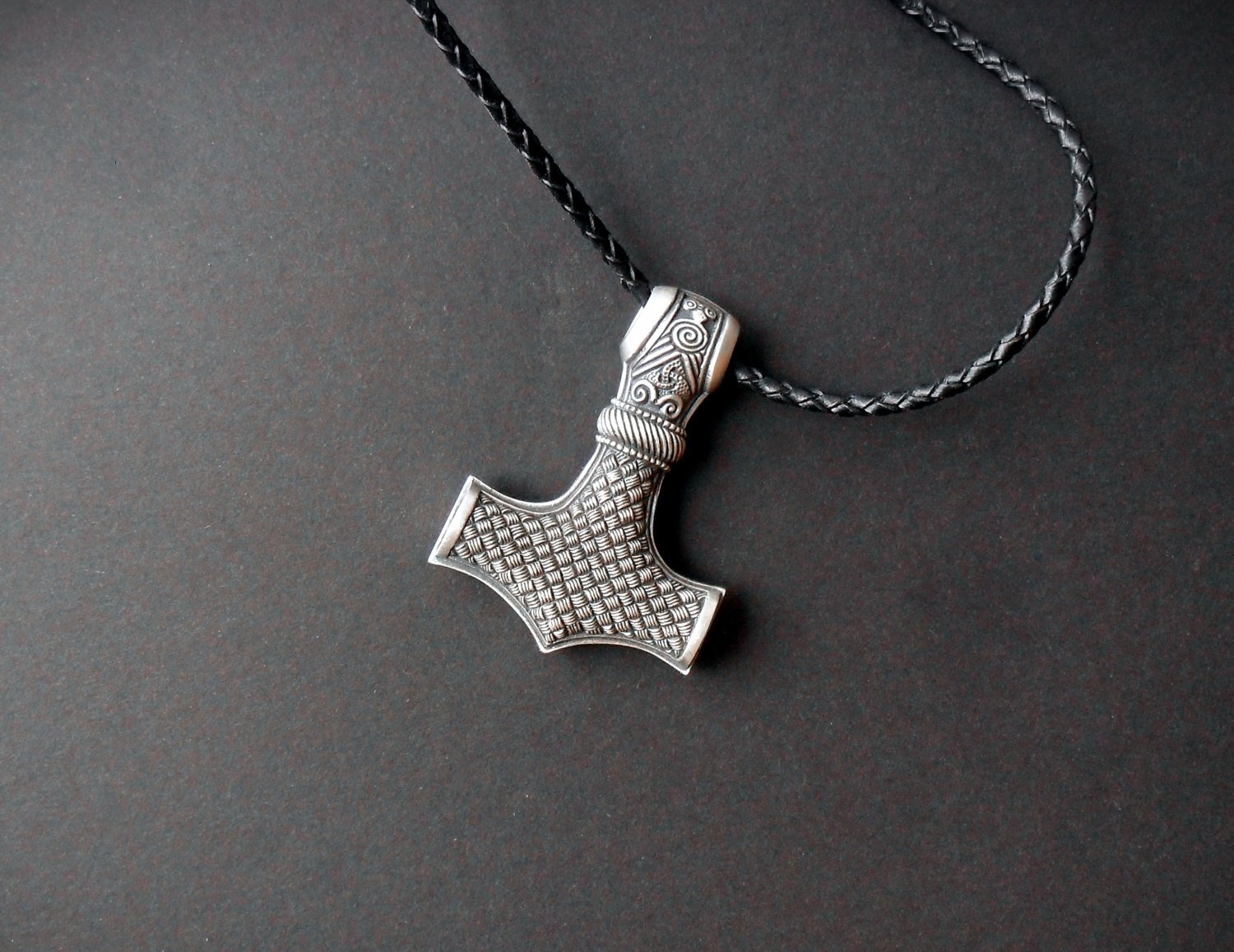 Heavy Stainless Steel Mjolnir Viking Hammer Amulet with Chain