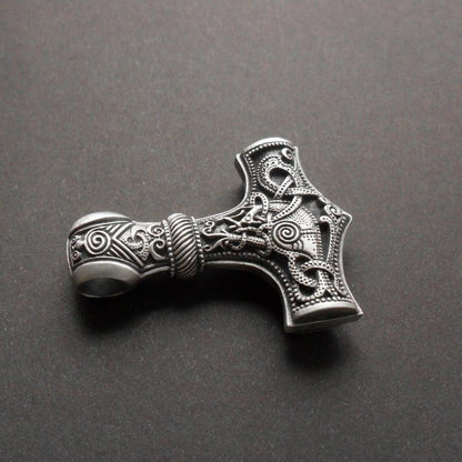 Heavy Stainless Steel Mjolnir Viking Hammer Amulet with Chain
