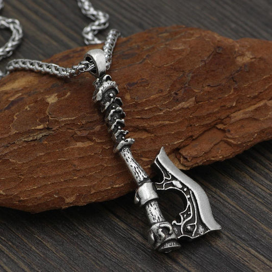 Viking Axe Pendant Necklace Zinc Alloy Detailed Norse Amulet