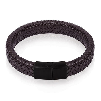 Premium Braided Leather Bracelet with Stainless Magnetic Clasp, Durable Style