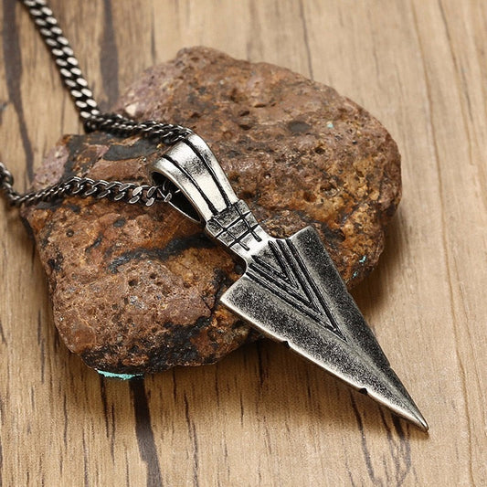 Viking Stainless Steel Spearhead Pendant Necklace 60cm Chain