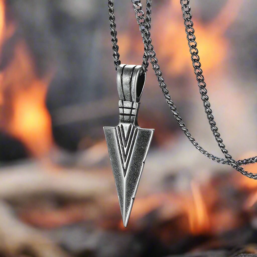 Viking Spearhead Pendant Necklace Stainless Steel 60cm Chain