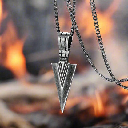 Viking Spearhead Pendant Necklace Stainless Steel 60cm Chain