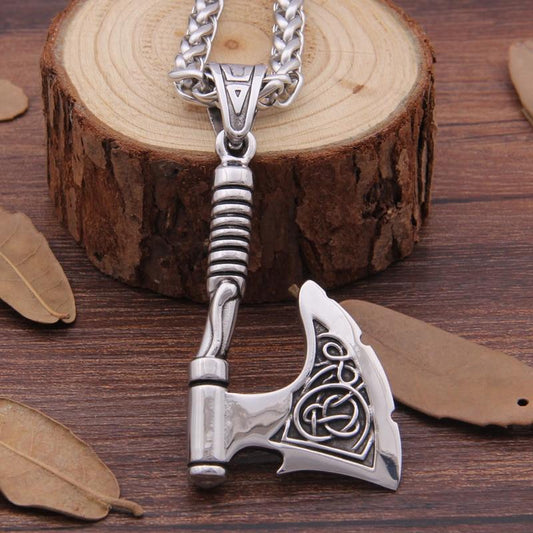 Viking Knot Axe Stainless Steel Necklace with Bottle Opener Pendant