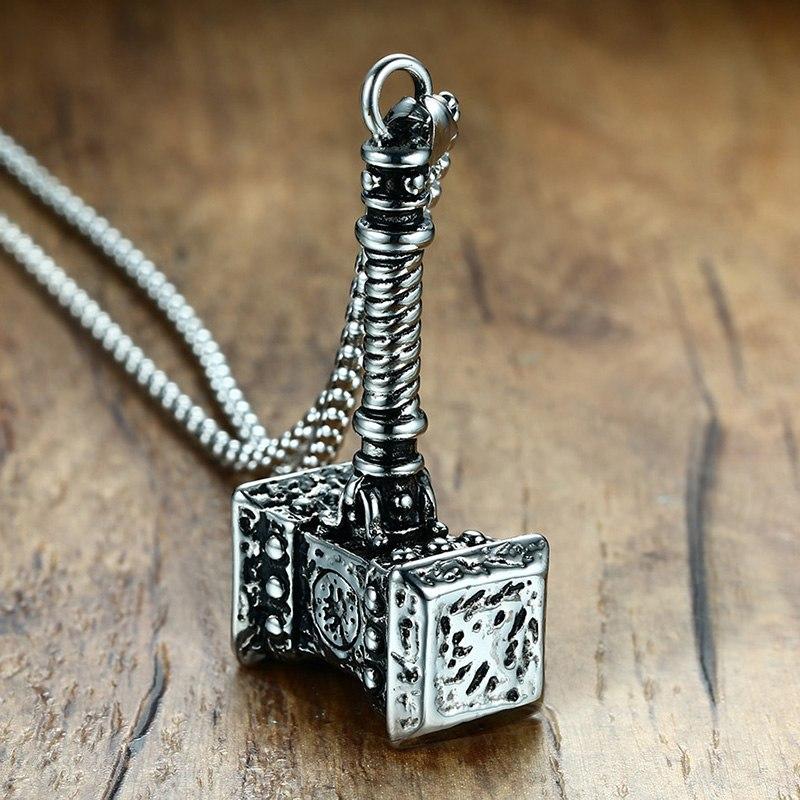 Viking Stainless Steel Hammer Pendant Necklace with Keel Chain