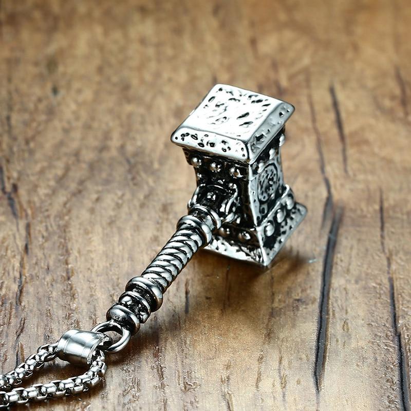Viking Stainless Steel Hammer Pendant Necklace with Keel Chain