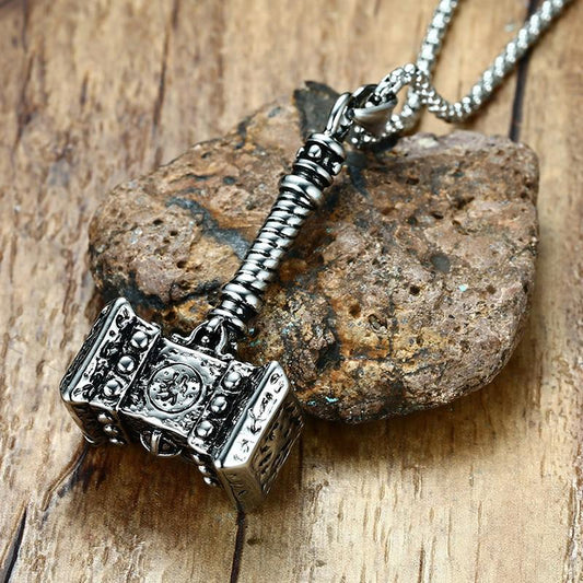 Viking Stainless Steel Hammer Pendant Necklace with Keel Chain