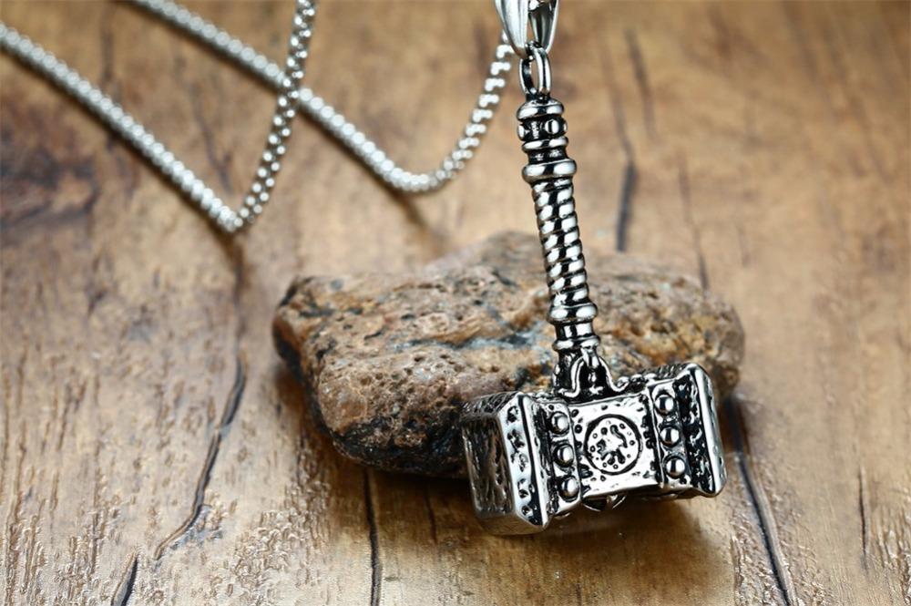 Viking Stainless Steel Hammer Pendant Necklace with Keel Chain