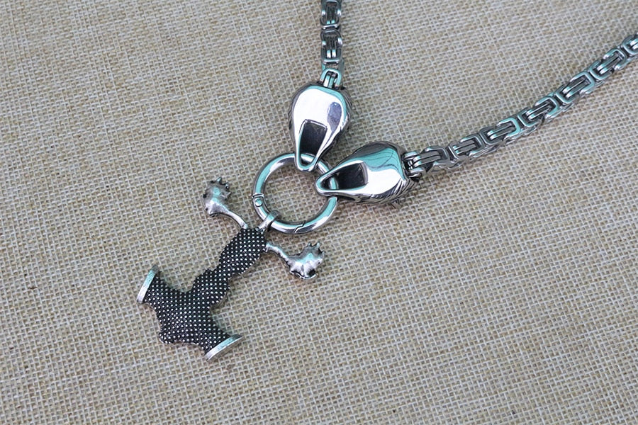 Viking Stag Skull Mjolnir Pendant Necklace Heavy Zinc Alloy Chain